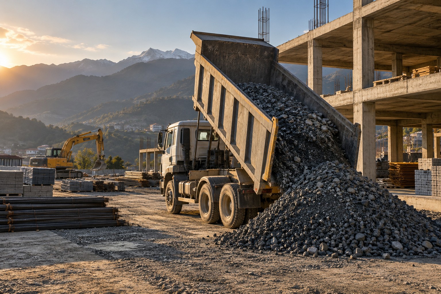 Illustrative delivery of construction materials to a site